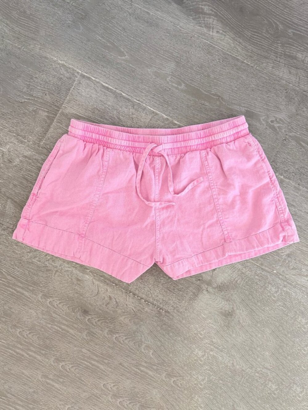 Universal Thread Linen Drawstring Shorts Cuff Hem Womens Medium Pink